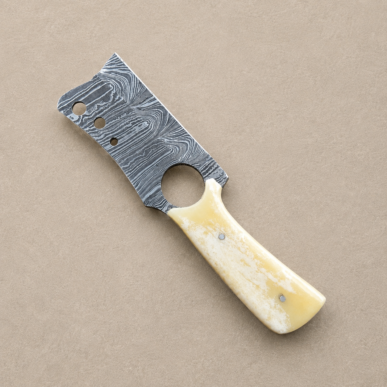 Hand Forged Damascus Steel Mini Utility Knife with Camel Bone Handle