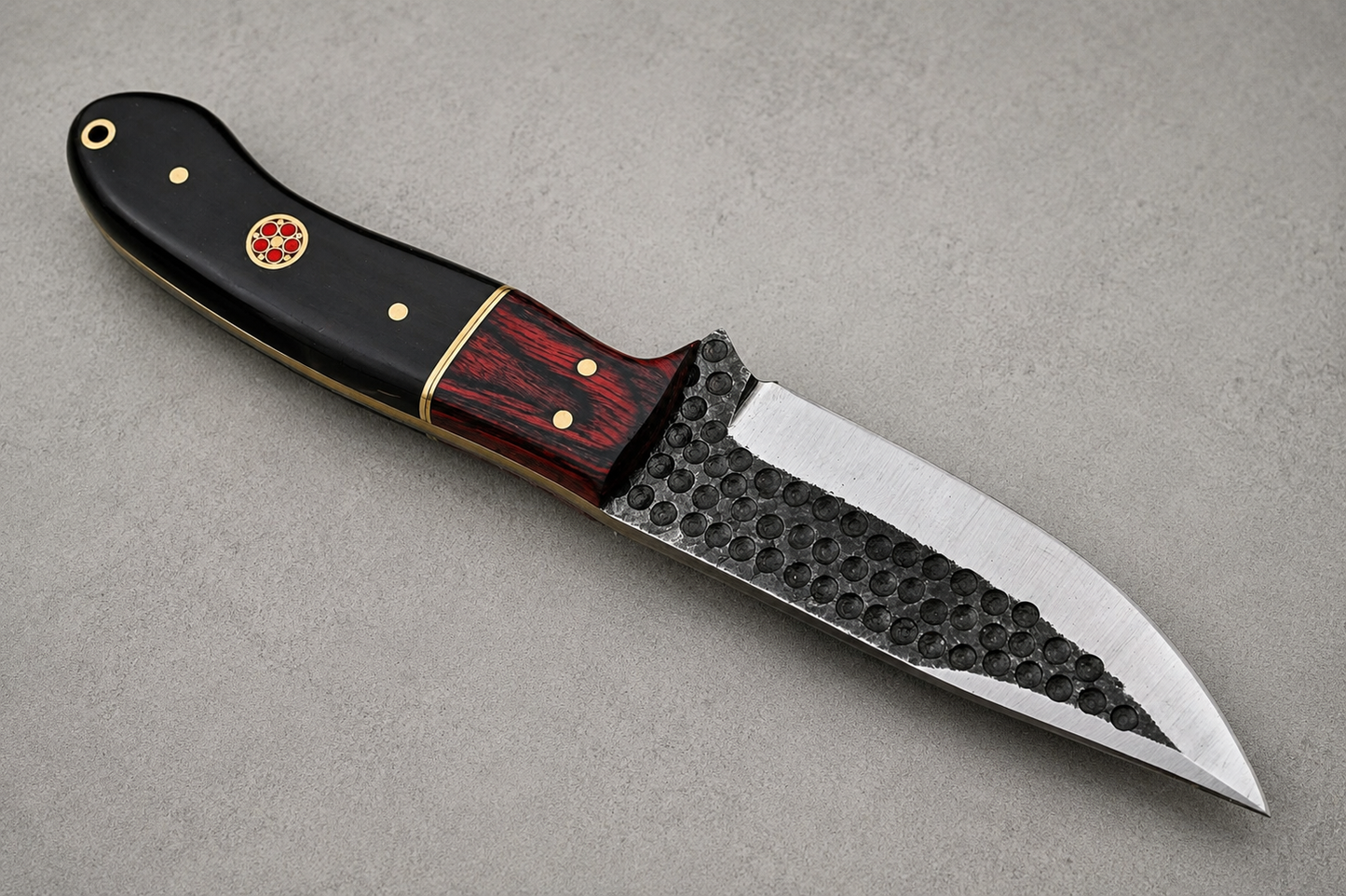 Iron Ridge Carbon Steel Knife – Bull Horn & Wood Handle with Leather Sheath