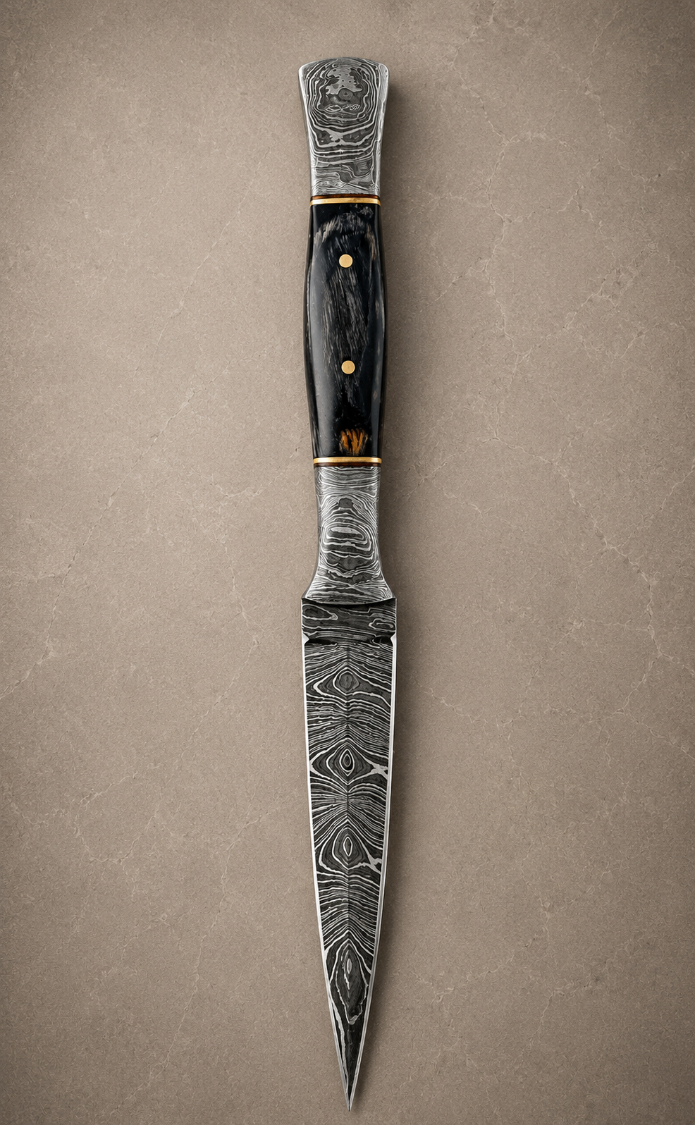 Twist Forge Damascus Steel Knife – 512 Layer Hand Forged Blade with Stained Wood Handle & Leather Sheath