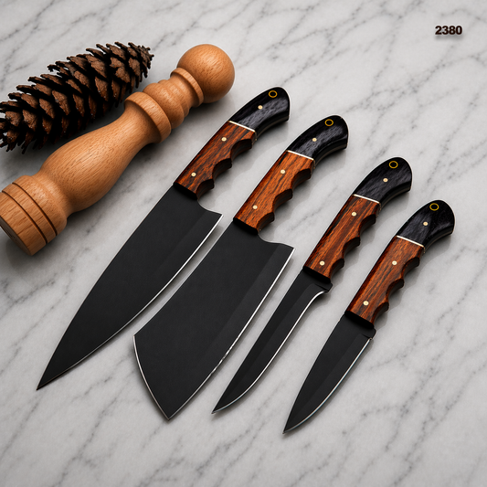 Premium Handmade High Carbon Steel Chef Knife Kitchen Set – Full Tang Wooden Handle