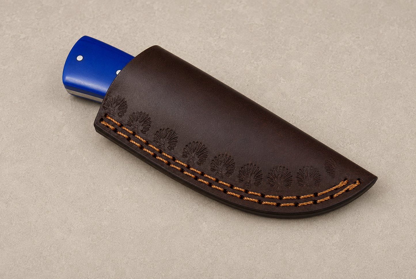 Damascus Steel Knife – 512 Layer Hand Forged Blade with Buffalo Horn, Resin & Damascus Bolster Handle