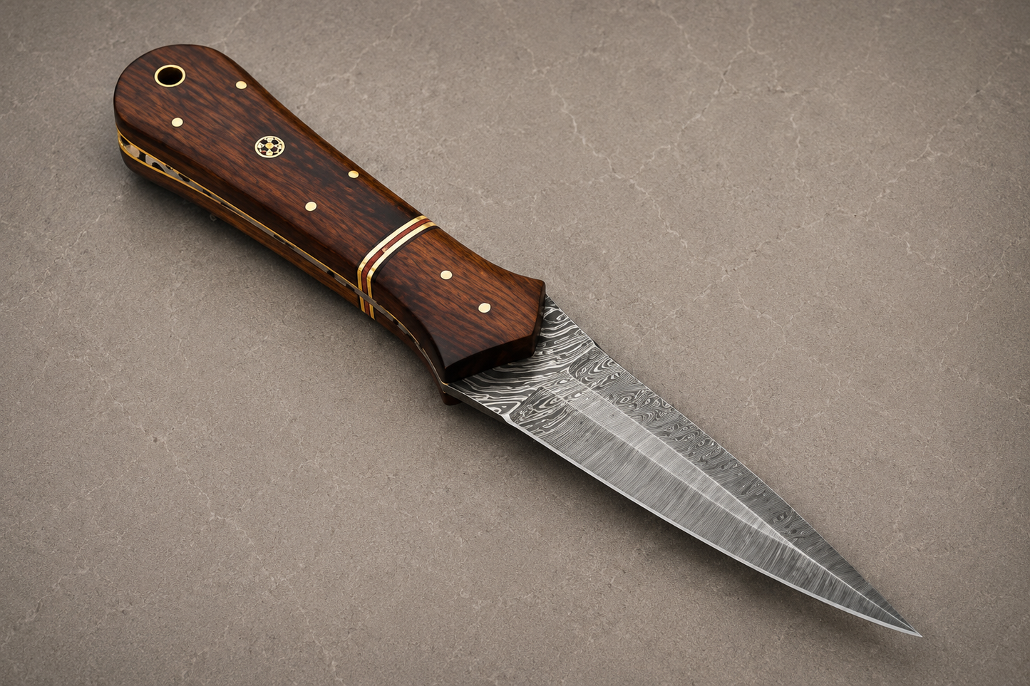 Timber Forge Damascus Steel Knife – 512 Layer Hand Forged Blade with Wood Handle & Leather Sheath