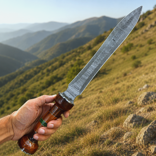 Hand Forged Damascus Steel Roman Gladius Style Collector Sword – 512 Layer Artisan Display Piece with Leather Sheath