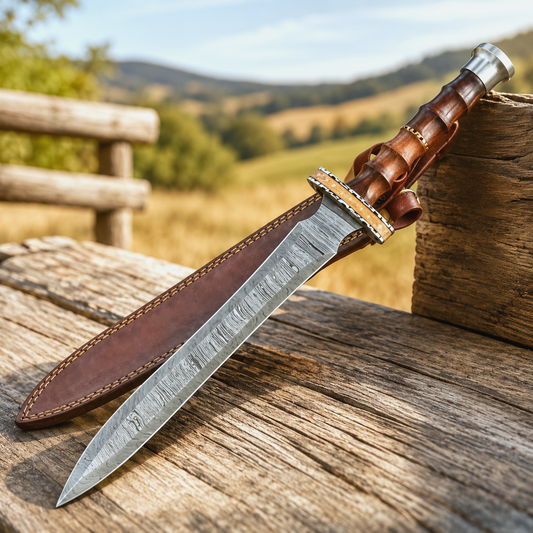 Custom Hand Forged Damascus Steel Gladiator Gladius Style Collector Sword – 512 Layer Artisan Display Piece