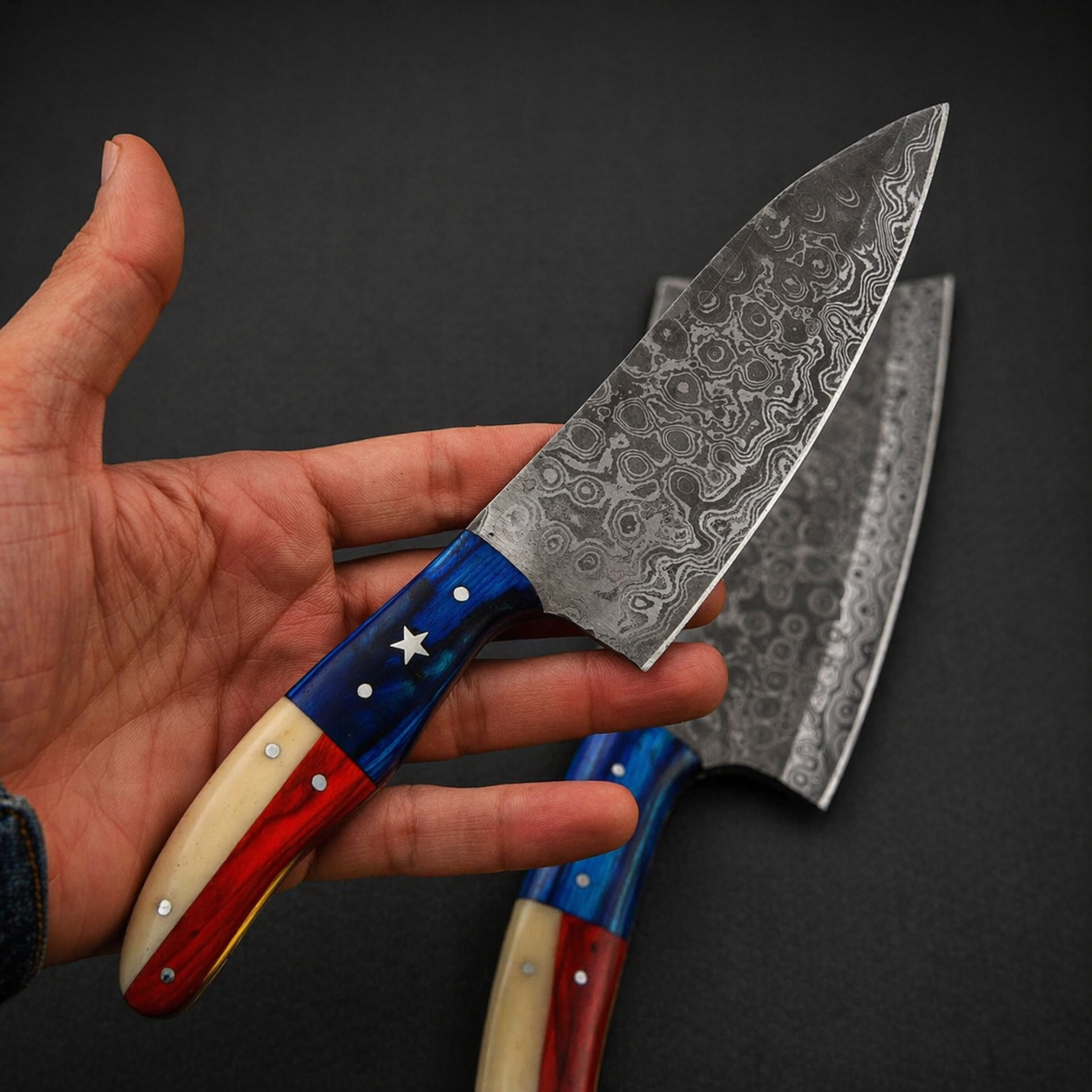 Handmade Damascus Steel Chef Knife Set (2 PCS) – 512 Layers Kitchen Knives with Wood Handle & Leather Sheath