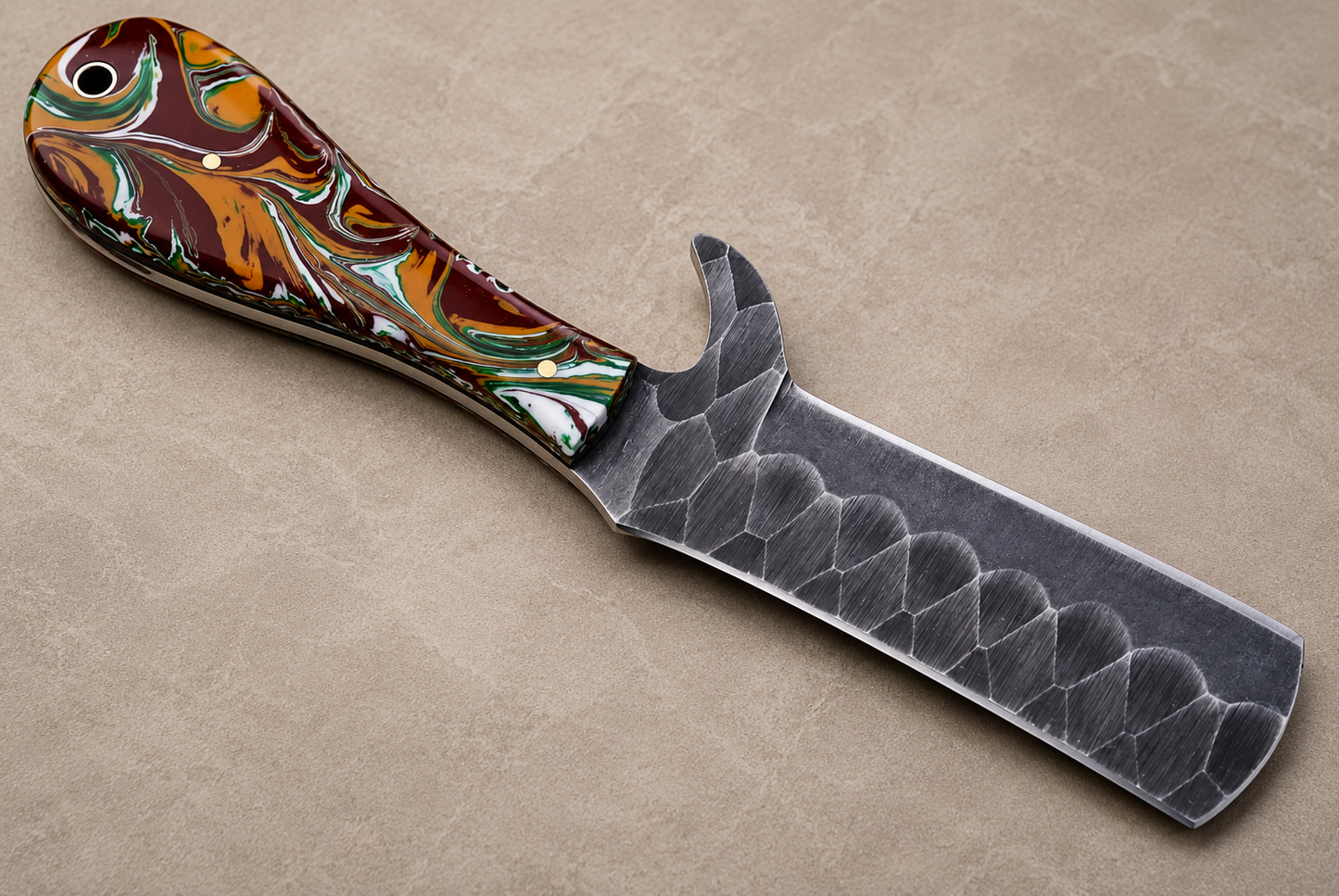 Hand Forged Fixed Blade Knife – Handmade Railroad Steel Knife with Resin Handle & Leather Sheath