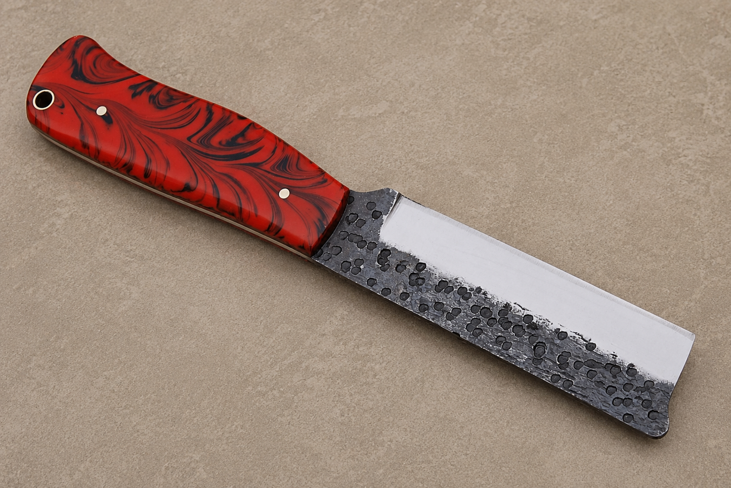 Heritage Rail High Carbon Steel Utility Knife – Hand Forged Fixed Blade with Resin Handle & Leather Sheath