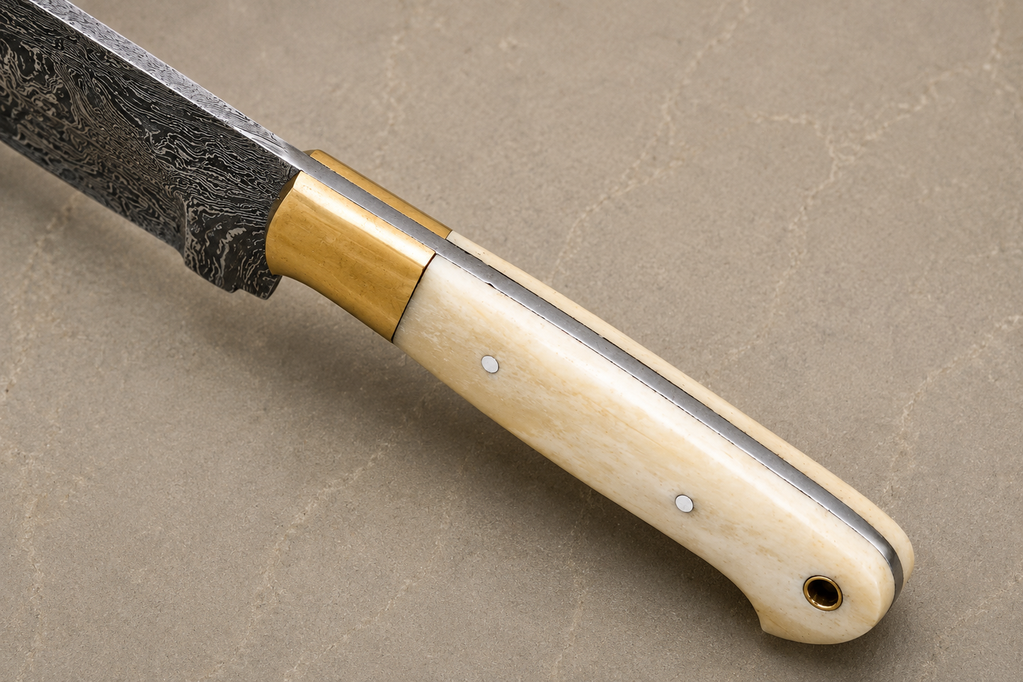 Copper Ridge Damascus Kitchen Knife – 10-Inch Artisan Blade with Camel Bone Handle