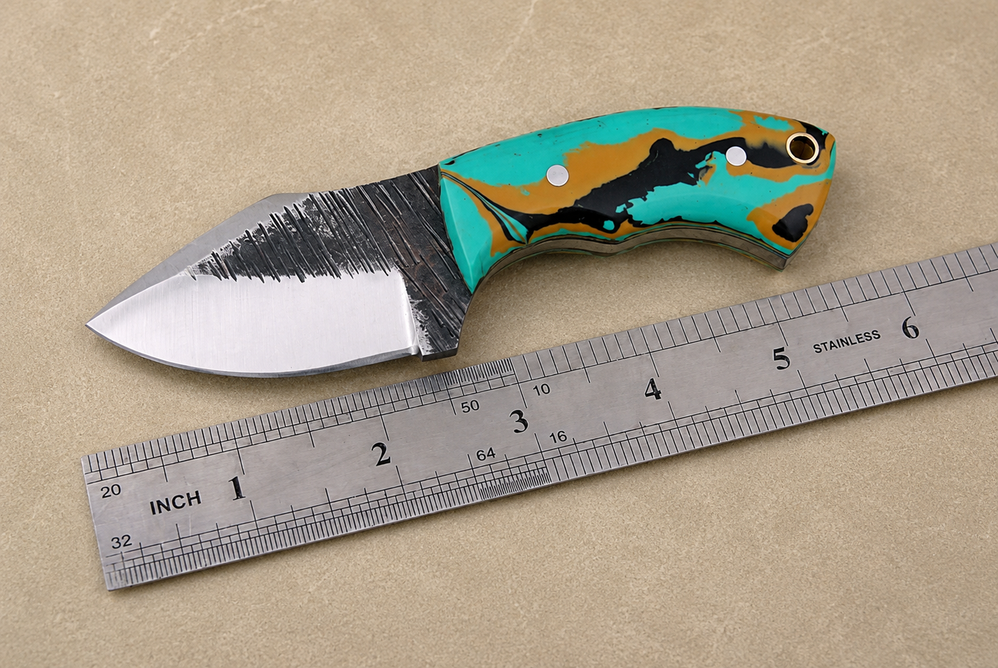Iron Crest High Carbon Steel Utility Knife – Hand Forged High Carbon Fixed Blade with Resin Handle & Leather Sheath