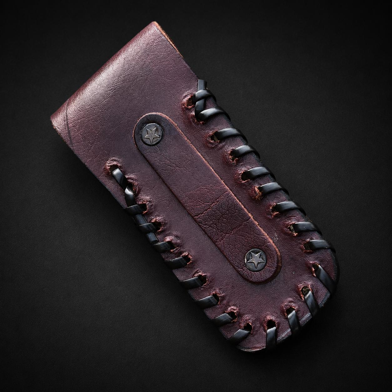 Handmade Leather Folding Knife Sheath – Hand Engraved Folding Pocket Knife Holder 5.5 Inch Universal Cover