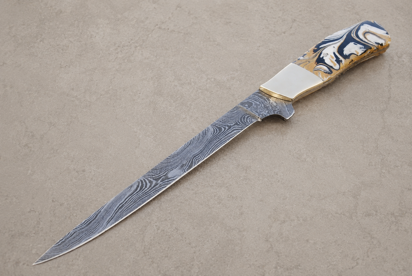 Chef's Heritage Damascus Fillet Knife – 512 Layer Hand Forged Blade with Resin Handle & Brass Bolster