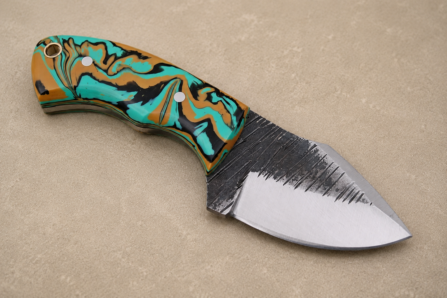 Iron Crest High Carbon Steel Utility Knife – Hand Forged High Carbon Fixed Blade with Resin Handle & Leather Sheath