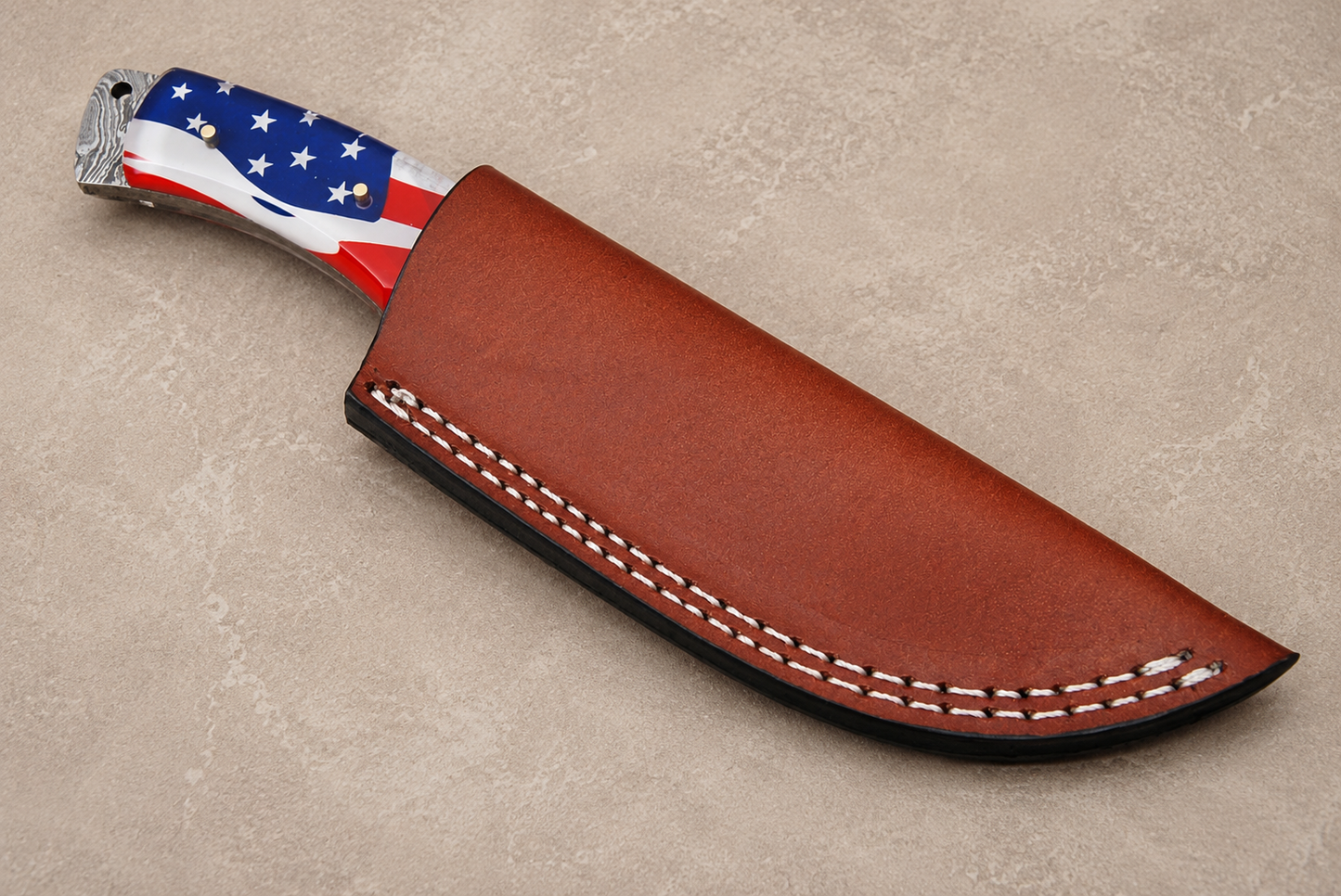 Liberty Forge Damascus Steel Knife – 512 Layer Full Tang Blade with Eagle Handle & Leather Sheath