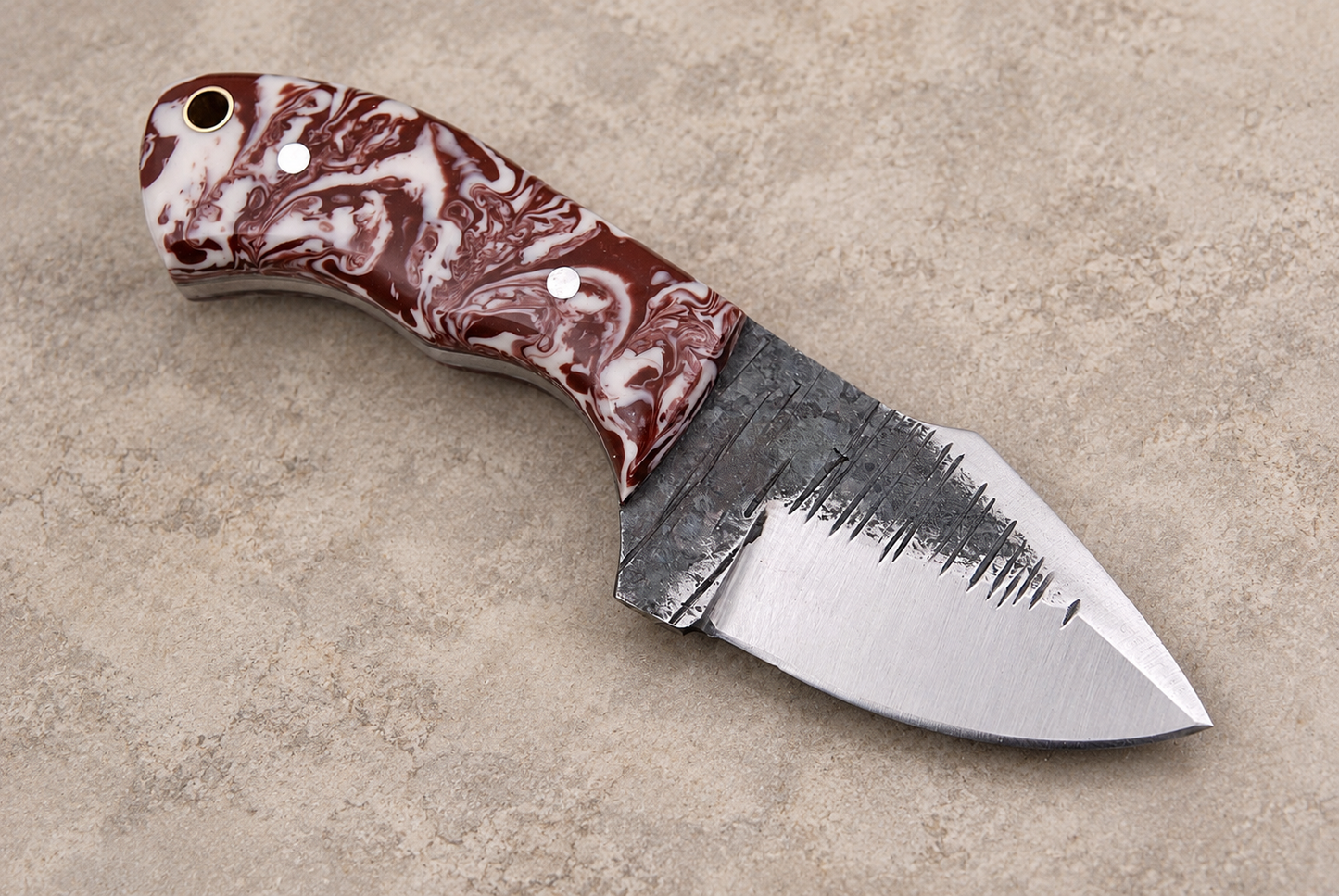 Hand Forged High Carbon Steel Utility Knife with Resin Handle & Leather Sheath