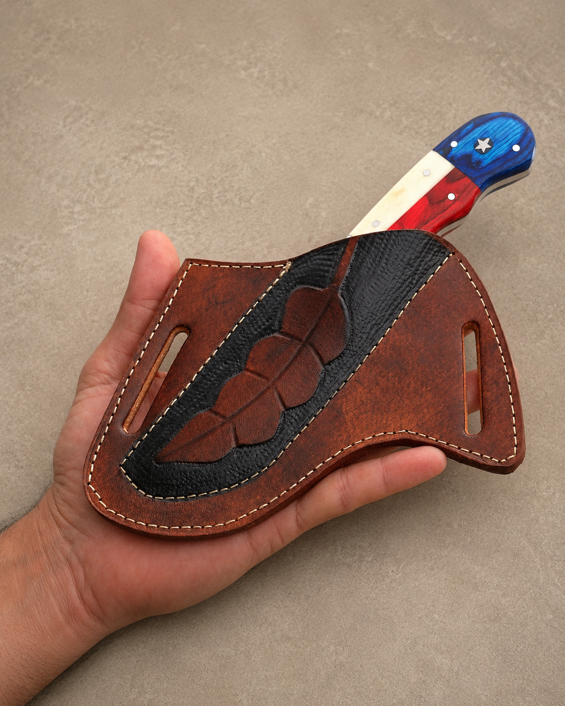 Handmade Genuine Leather Fixed Blade Knife Sheath – 7 Inch Universal Belt Sheath