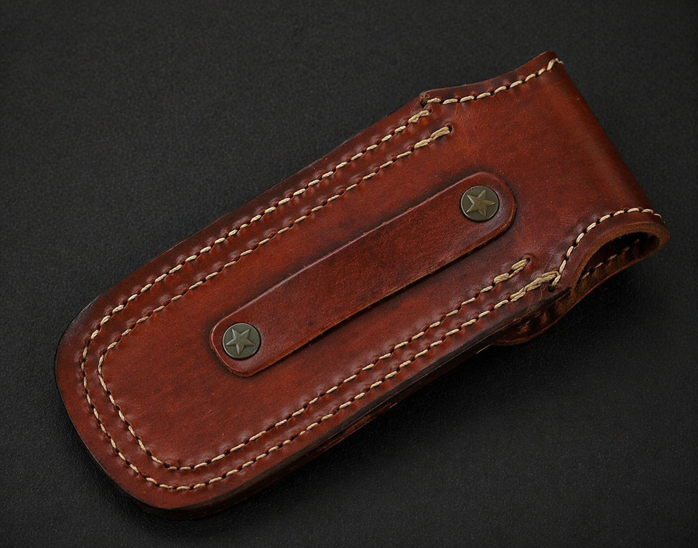 Handmade Cowhide Leather Sheath for 5 Inch Folding Knife – Engraved EDC Tool Holder