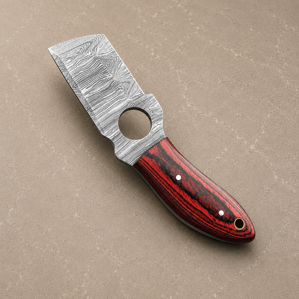 Heritage Mini Damascus Steel Utility Knife – 512 Layer Hand Forged Fixed Blade with Leather Sheath