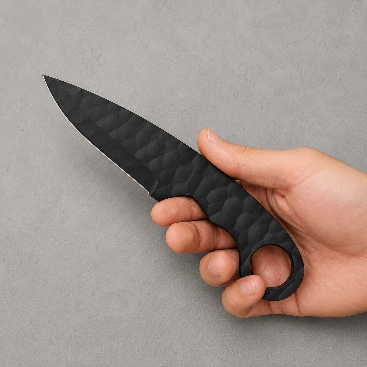 Diamond Forge J2 Steel Knife – Powder Coated Fixed Blade with Leather Sheath