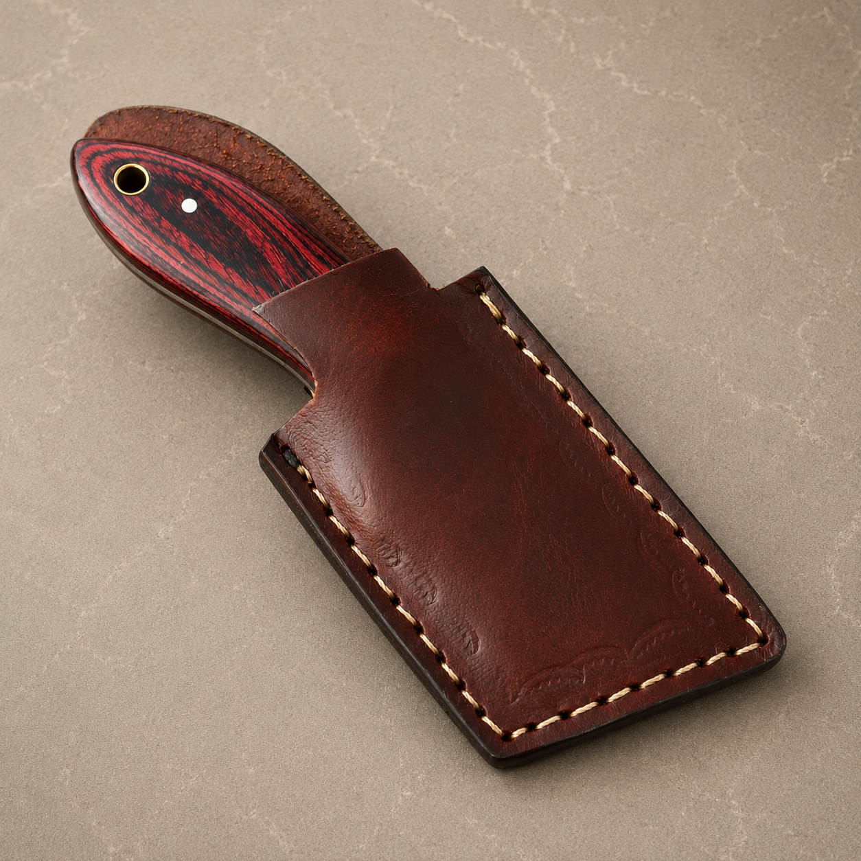 Heritage Mini Damascus Steel Utility Knife – 512 Layer Hand Forged Fixed Blade with Leather Sheath