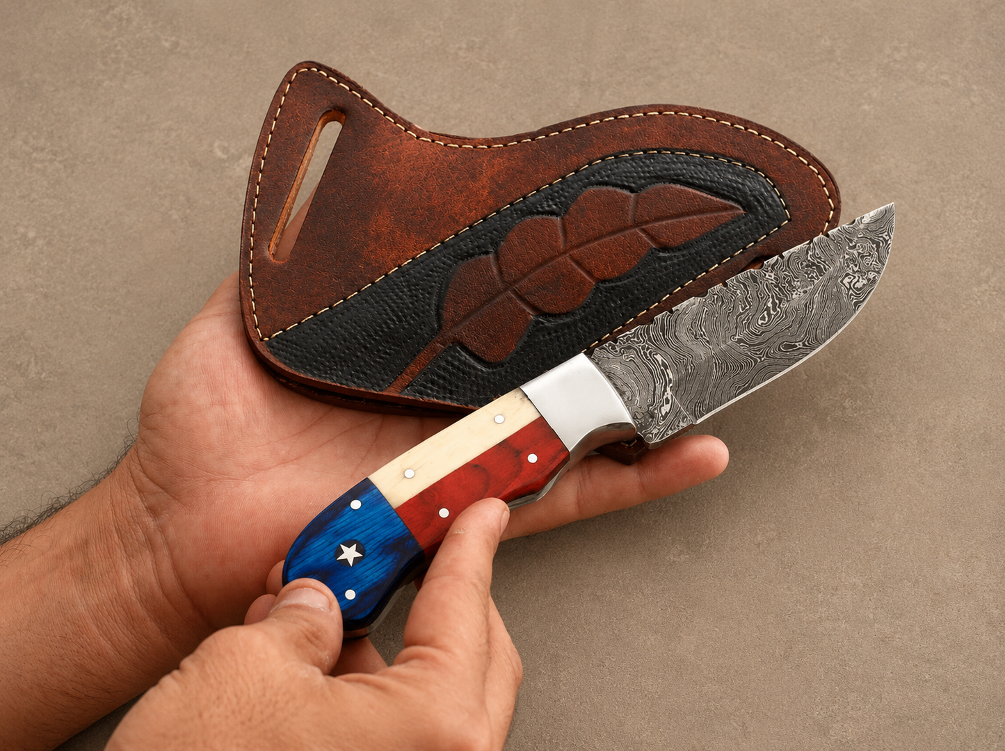 Handmade Genuine Leather Fixed Blade Knife Sheath – 7 Inch Universal Belt Sheath