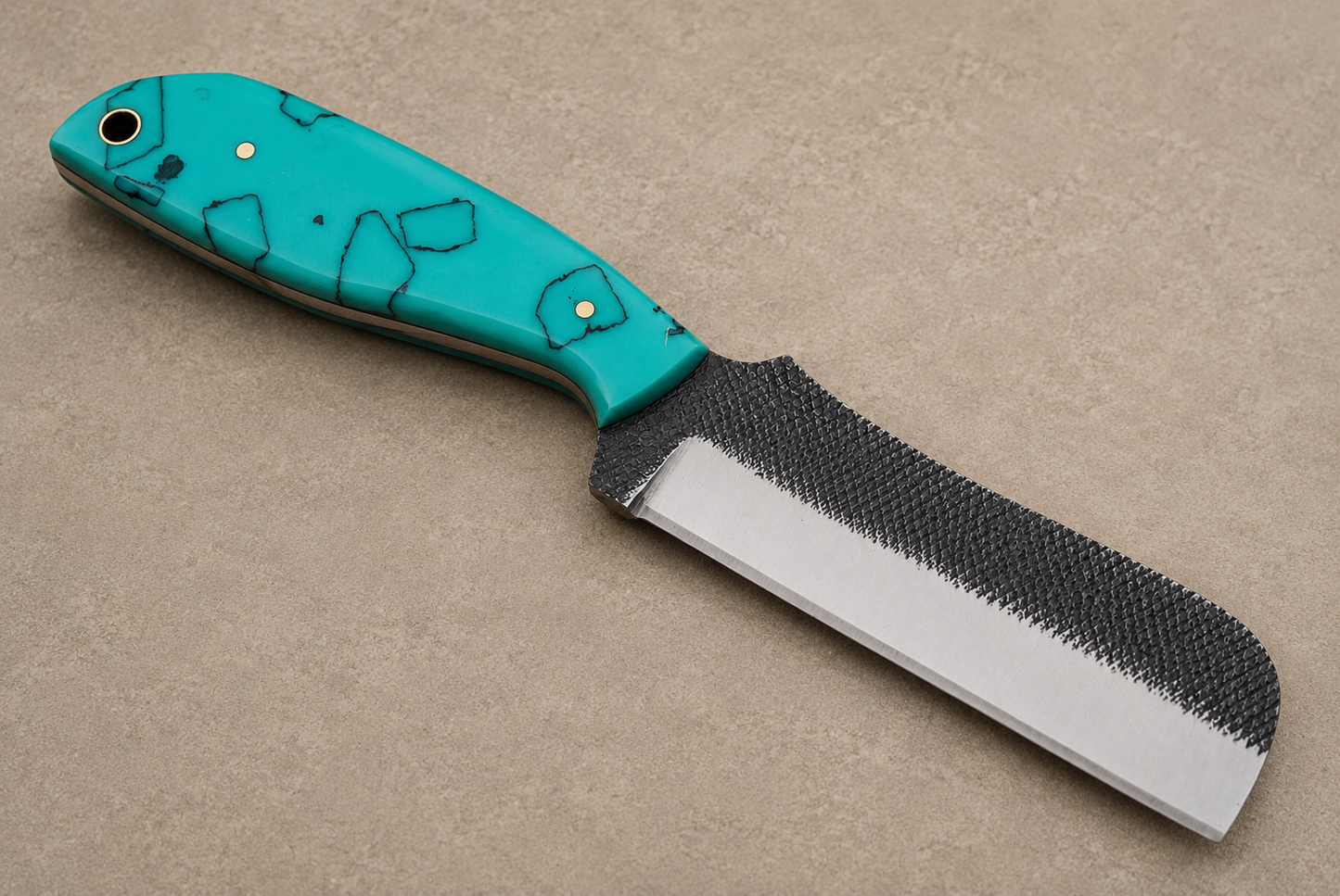 Forge Trail High Carbon Steel Utility Knife – Hand Forged Fixed Blade with Resin Handle & Leather Sheath