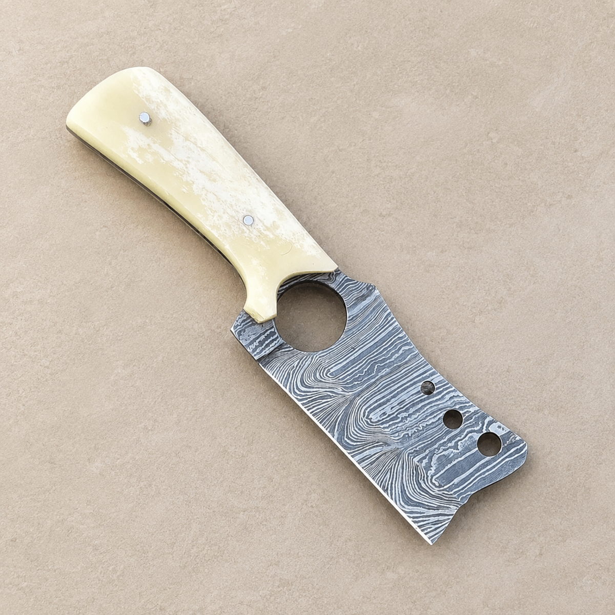 Hand Forged Damascus Steel Mini Utility Knife with Camel Bone Handle