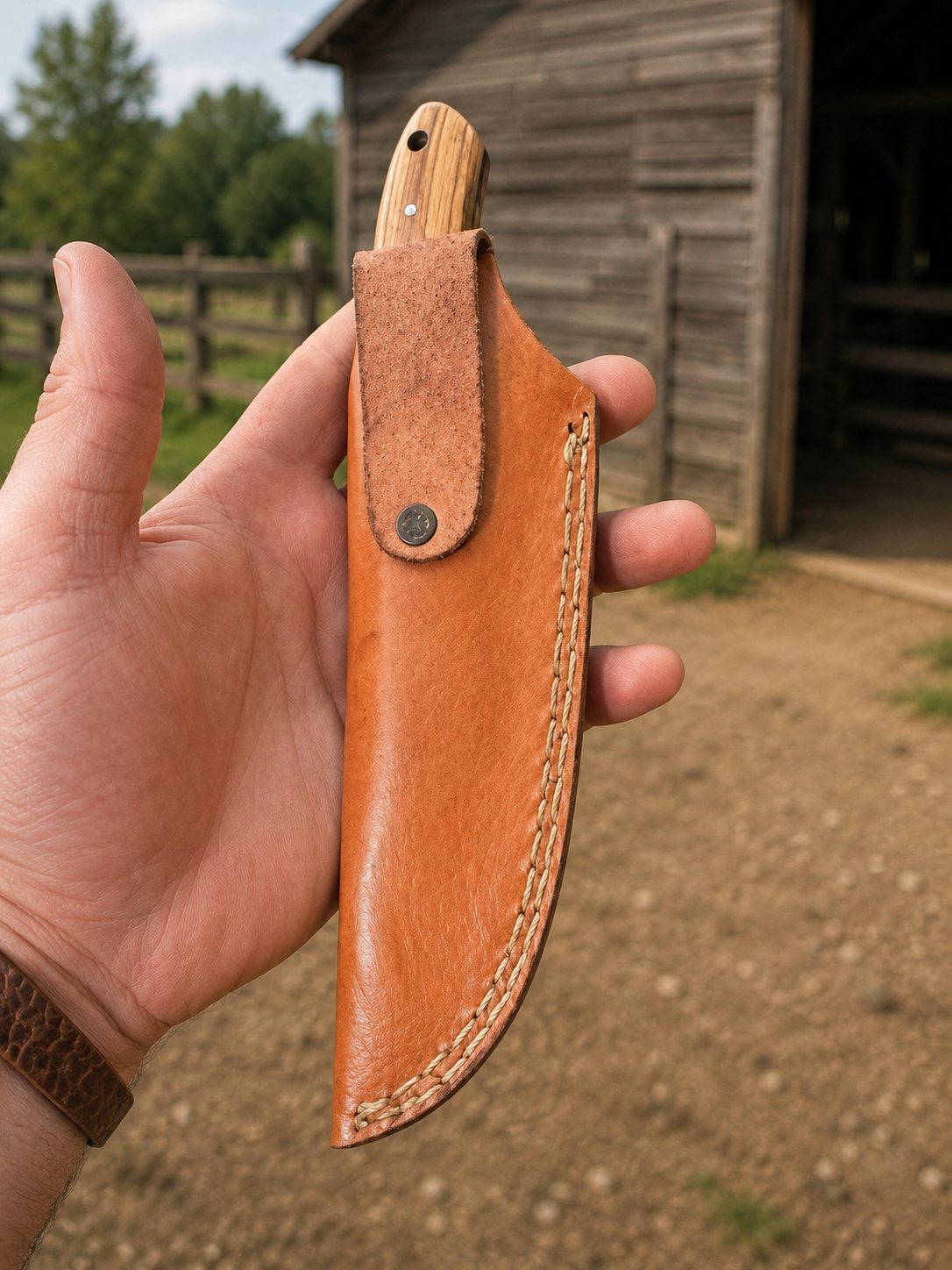 Handmade Genuine Cow Leather Fixed Blade Knife Sheath – Vertical Carry Leather Case