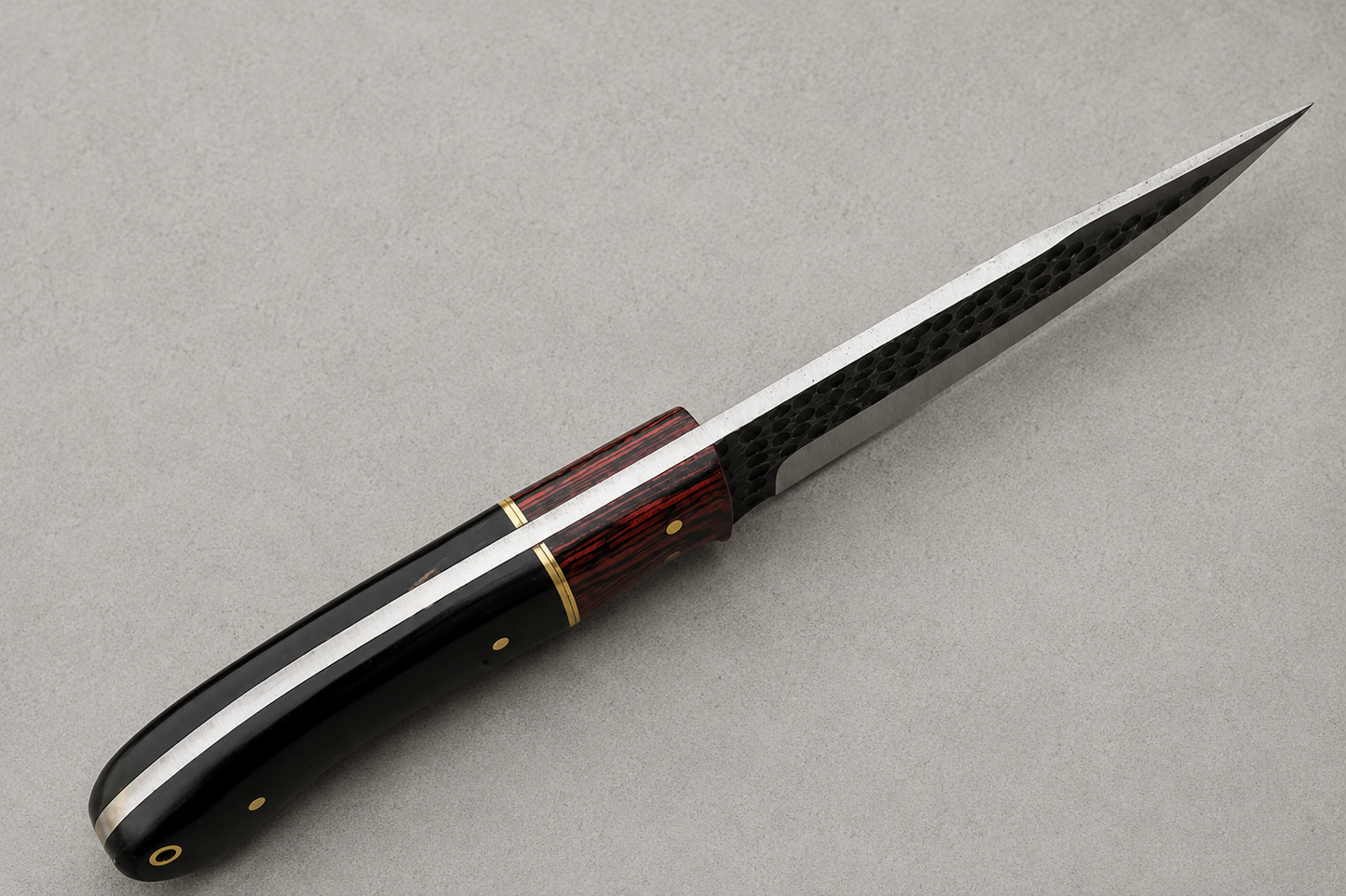 Iron Ridge Carbon Steel Knife – Bull Horn & Wood Handle with Leather Sheath