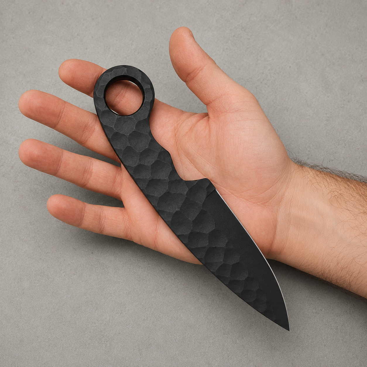Diamond Forge J2 Steel Knife – Powder Coated Fixed Blade with Leather Sheath