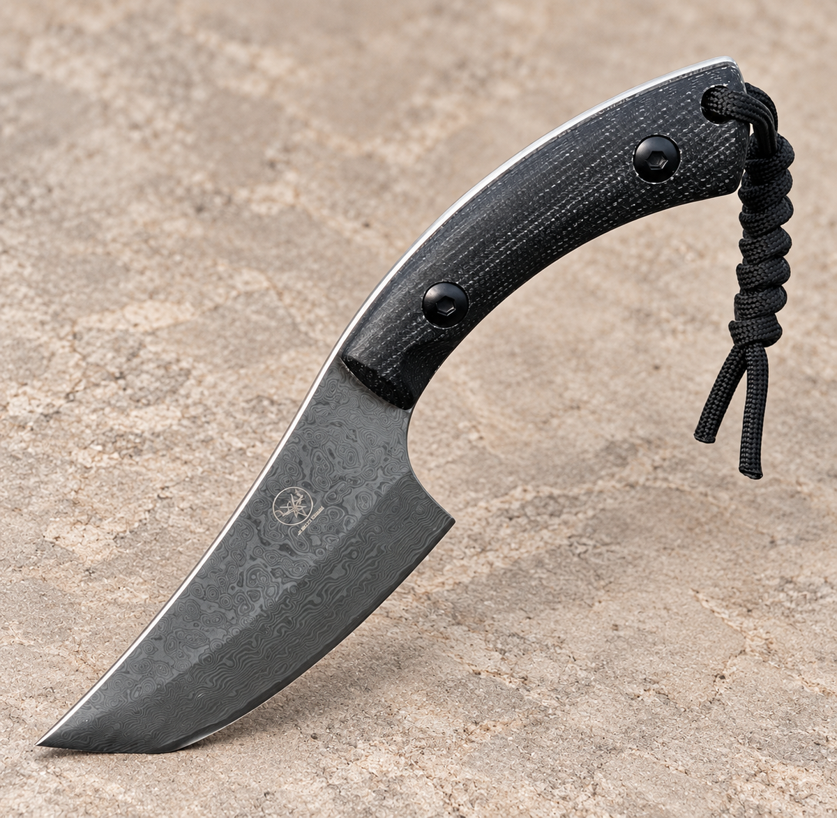 67-Layer Damascus Steel Fixed Blade Knife with Micarta Handle & Kydex Sheath