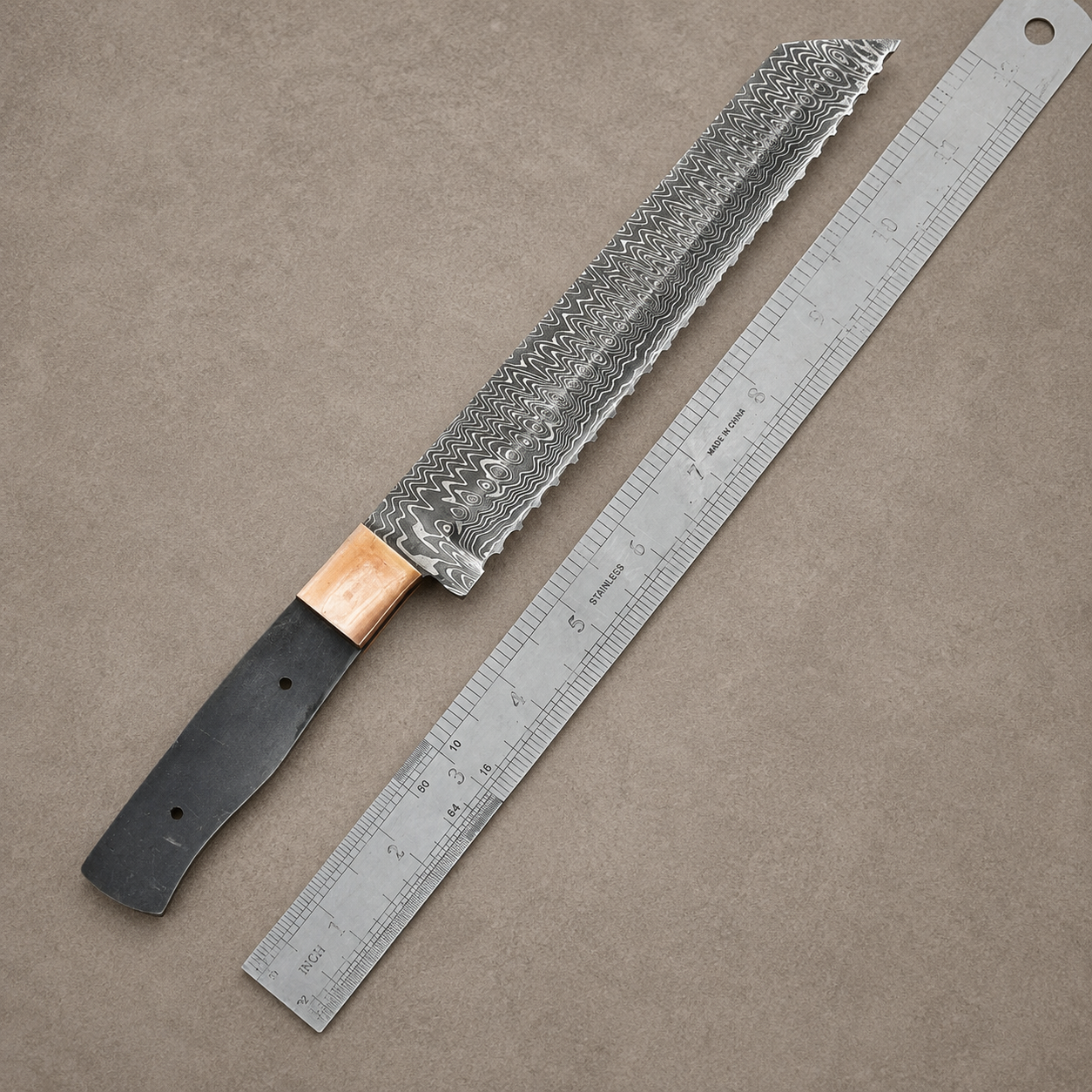 Hand Forged Damascus Steel Chef Knife Blank Blade for Custom Handle (12")