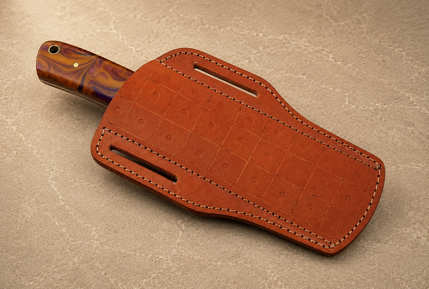 Premium Hand-Forged Railroad Steel Bull Cutter Knife Leather Sheath Included