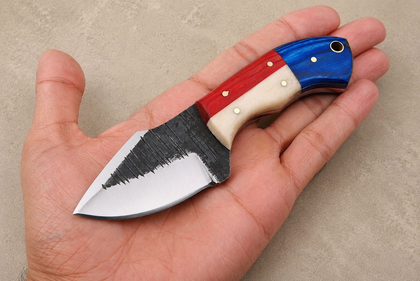 Rustic Forge Railroad Steel Utility Knife – Hand Forged Fixed Blade with Buffalo Bone & Wood Handle, Leather Sheath