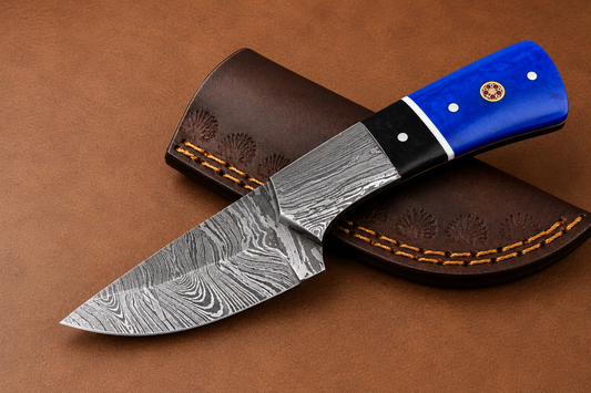 Damascus Steel Knife – 512 Layer Hand Forged Blade with Buffalo Horn, Resin & Damascus Bolster Handle