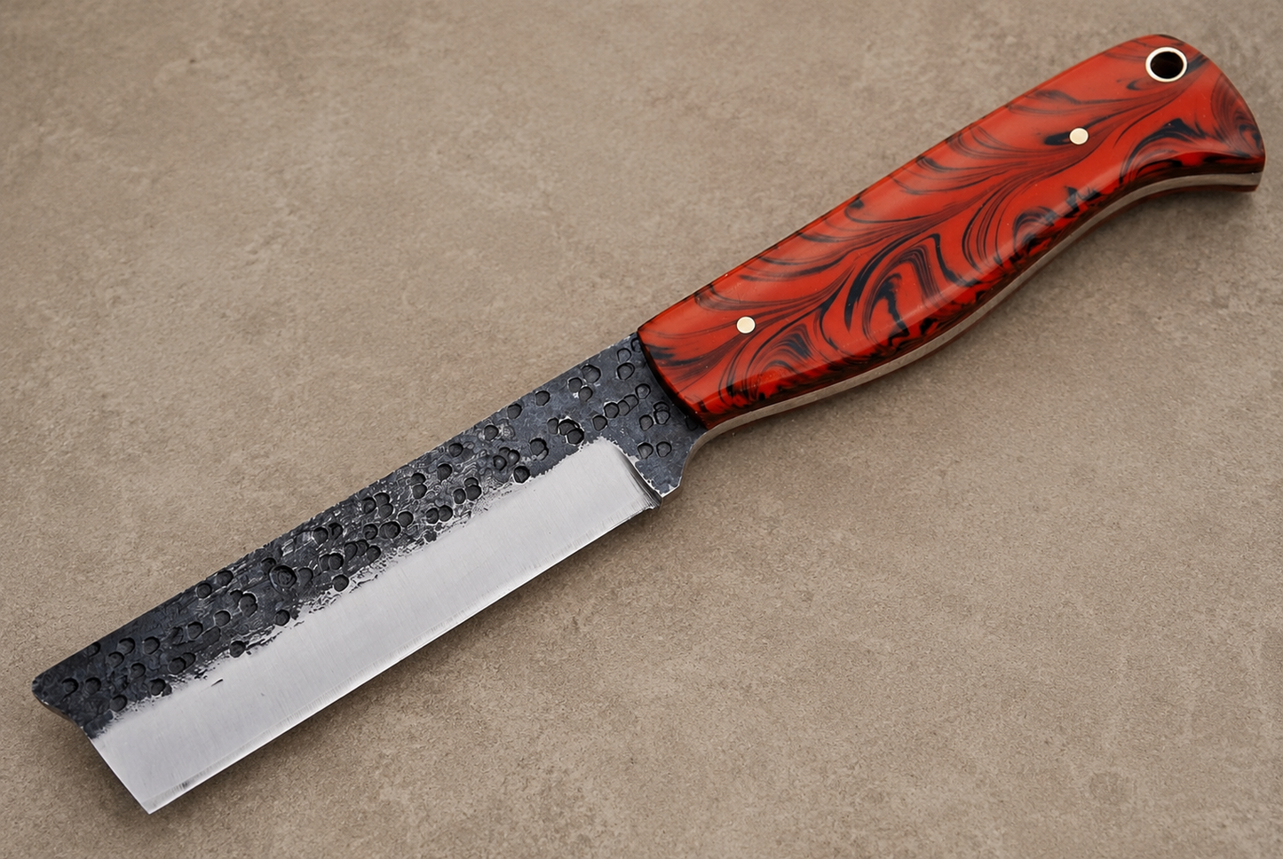 Heritage Rail High Carbon Steel Utility Knife – Hand Forged Fixed Blade with Resin Handle & Leather Sheath