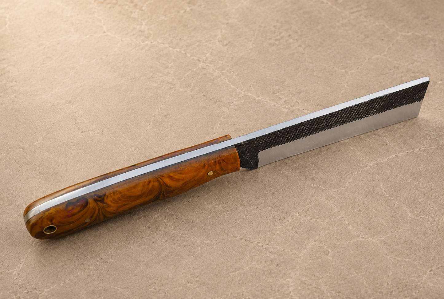 Premium Hand-Forged Railroad Steel Bull Cutter Knife Leather Sheath Included