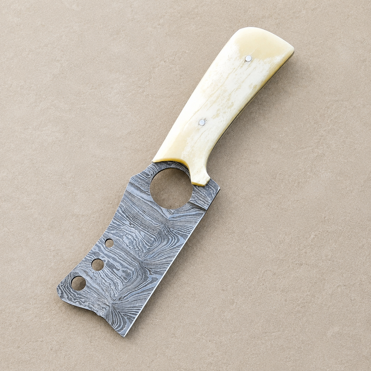 Hand Forged Damascus Steel Mini Utility Knife with Camel Bone Handle