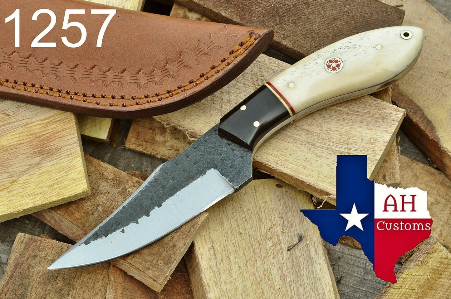 HAND FORGED RAILROAD SPIKE CARBON STEEL KNIFE & BONE HANDLE