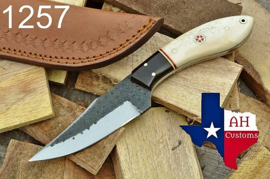 HAND FORGED RAILROAD SPIKE CARBON STEEL KNIFE & BONE HANDLE