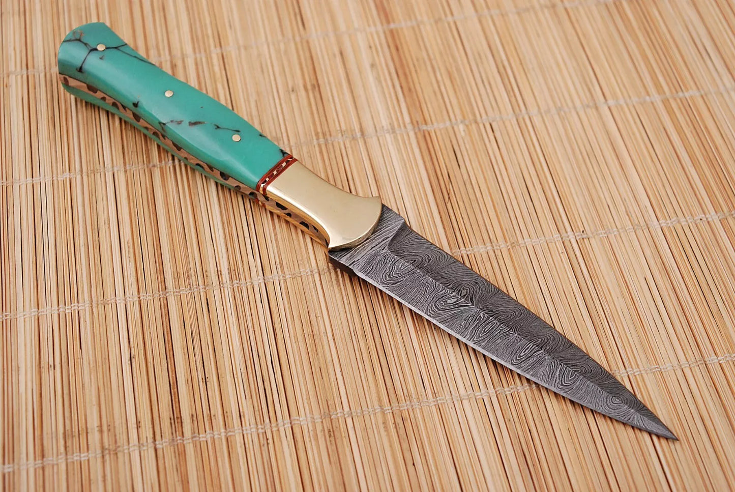 HAND FORGED DAMASCUS STEEL DAGGER THROWING BOOT KNIFE & RISEN HANDLE