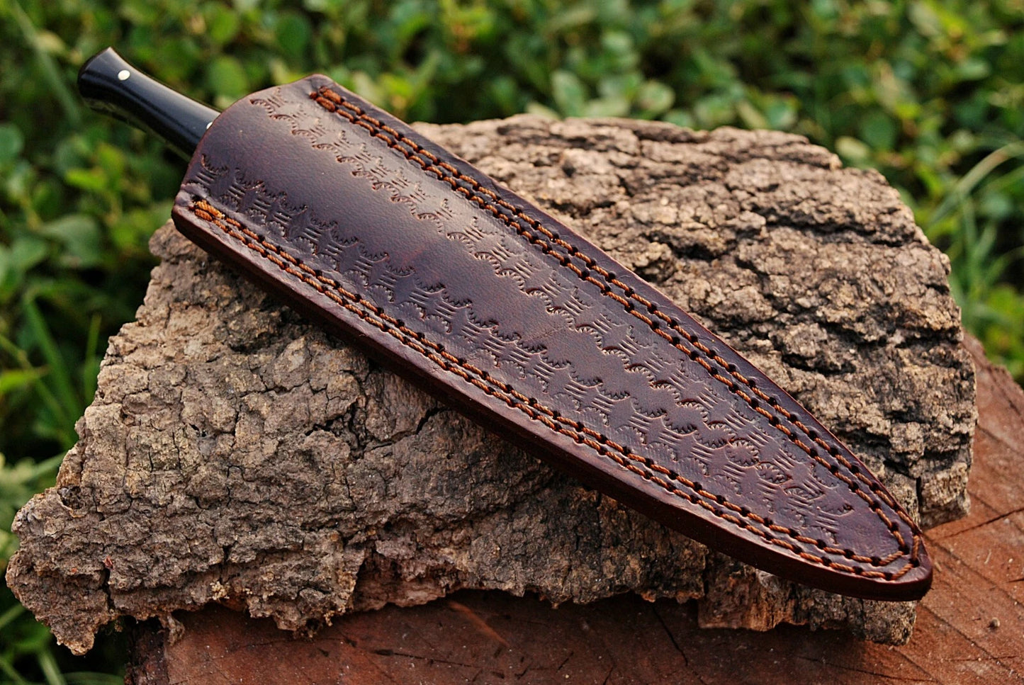 HAND FORGED DAMASCUS STEEL DAGGER THROWING BOOT KNIFE & HORN HANDLE SURVIVAL EDC