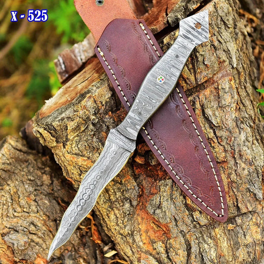 CUSTOM HANDMADE DAMASCUS STEEL KRIS BLADE DOUBLE EDGED DAGGER KNIFE