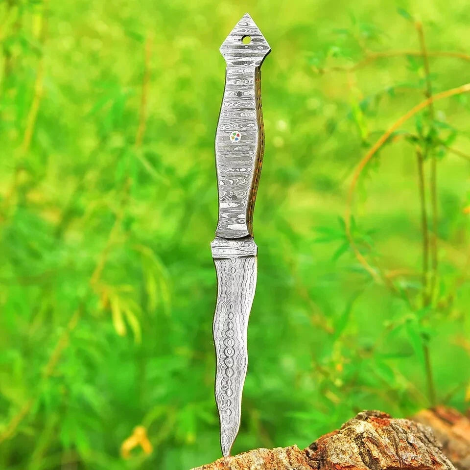 CUSTOM HANDMADE DAMASCUS STEEL KRIS BLADE DOUBLE EDGED DAGGER KNIFE