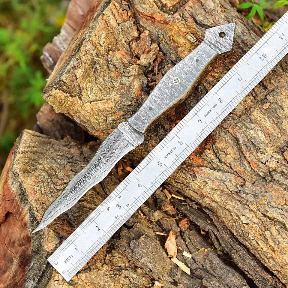 CUSTOM HANDMADE DAMASCUS STEEL KRIS BLADE DOUBLE EDGED DAGGER KNIFE