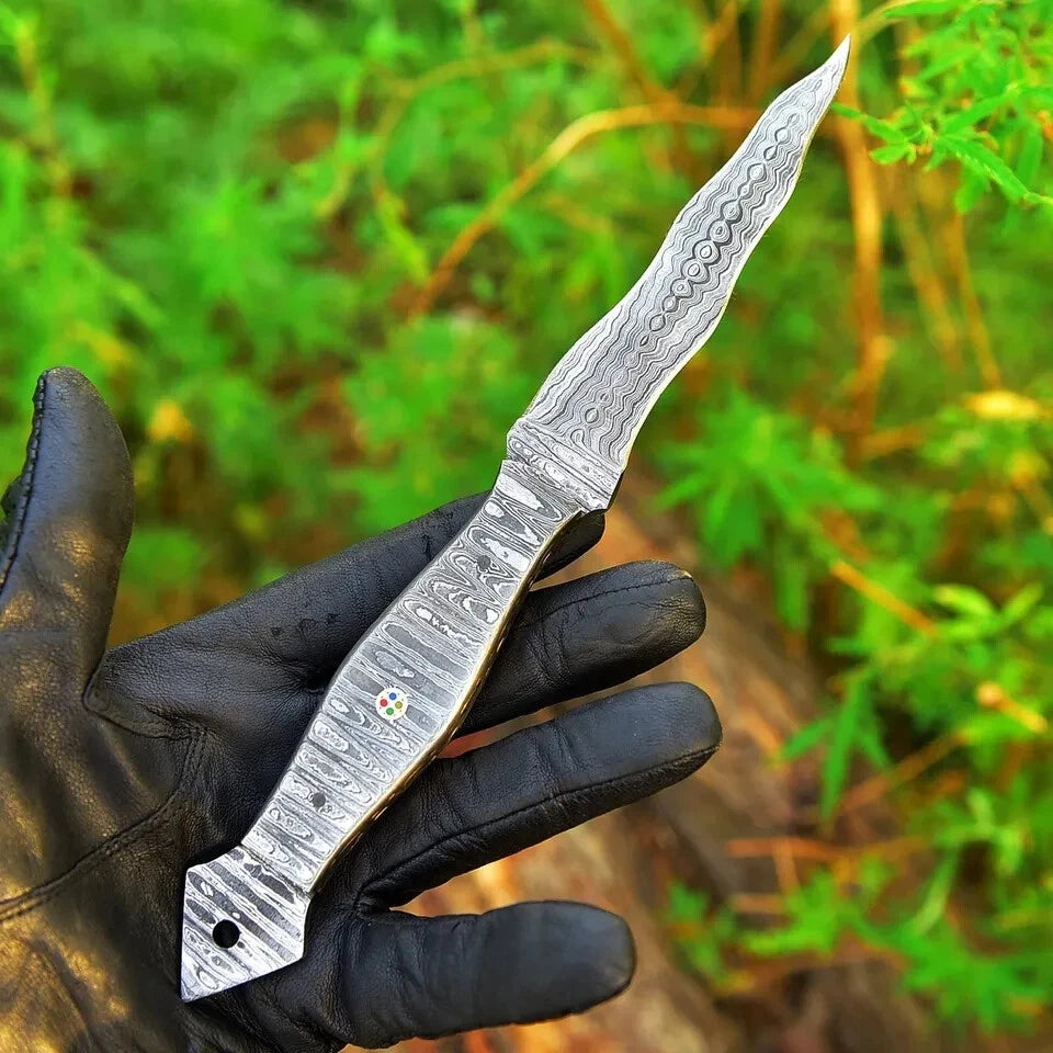 CUSTOM HANDMADE DAMASCUS STEEL KRIS BLADE DOUBLE EDGED DAGGER KNIFE