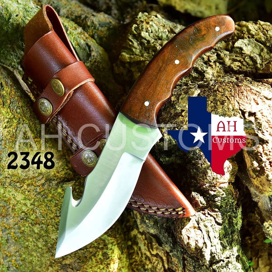 Custom Hand-Made D2 Steel Skinner Knife Gut hook Knife With Sheath