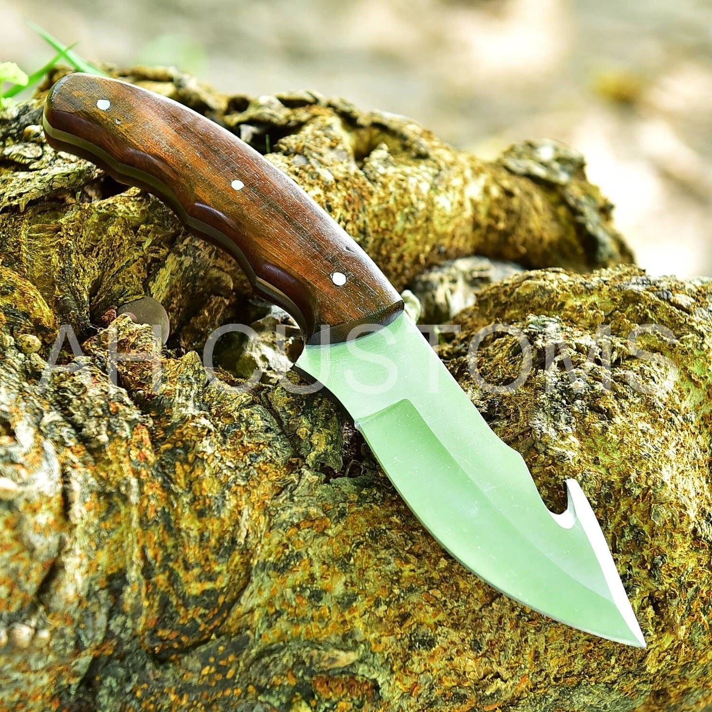 Custom Hand-Made D2 Steel Skinner Knife Gut hook Knife With Sheath