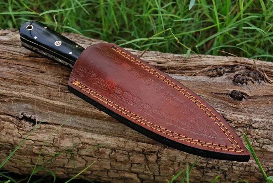 HANDMADE DAMASCUS STEEL DOUBLE EDGE BLADE DAGGER BOOT KNIFE HUNTING SURVIVAL