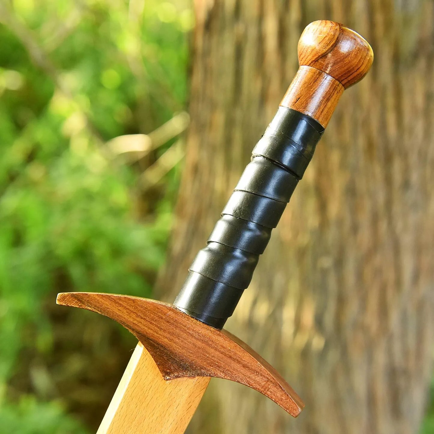Medieval Pretend Play Practice Sheesham Wood Wooden Dagger w/ Leather Handle
