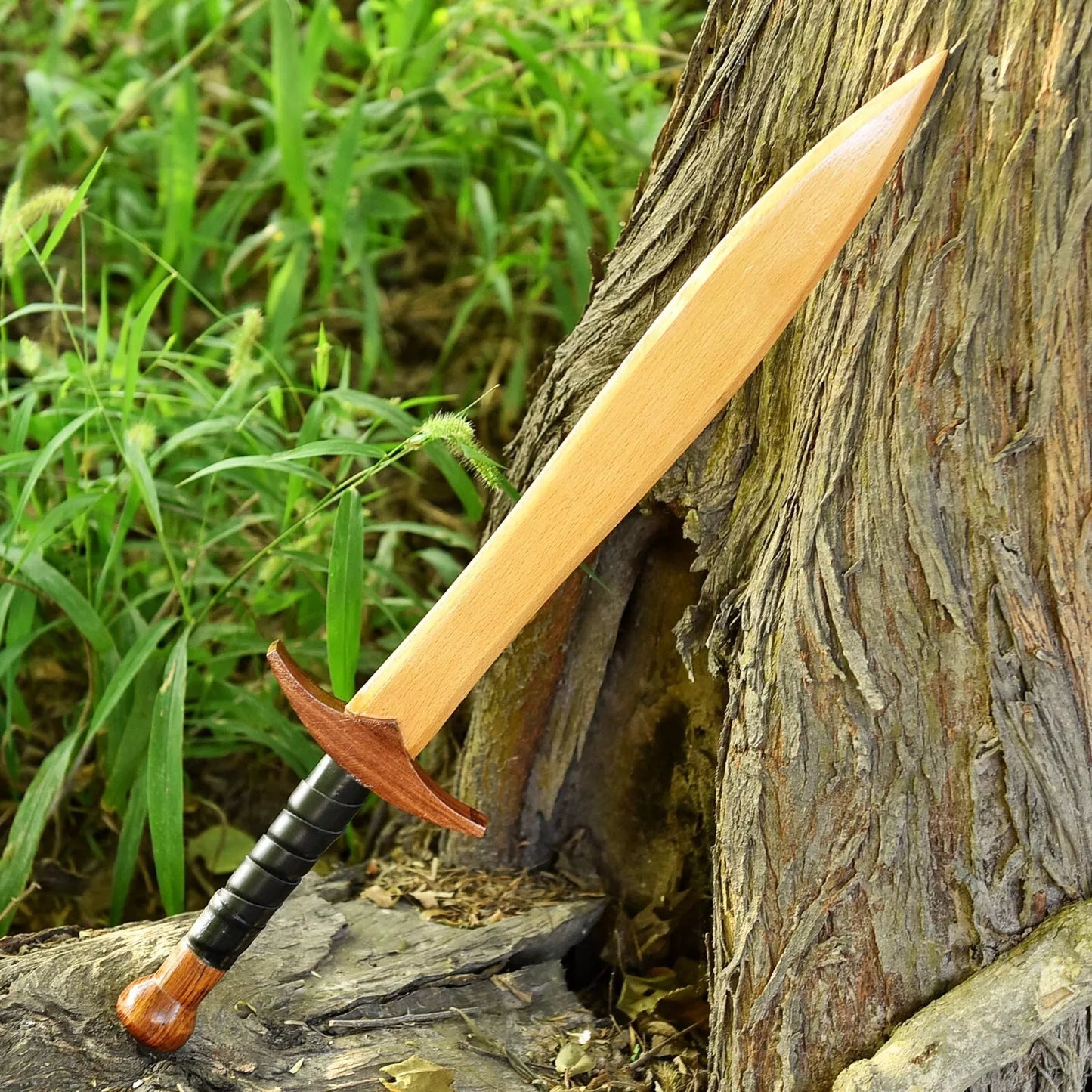 Medieval Pretend Play Practice Sheesham Wood Wooden Dagger w/ Leather Handle